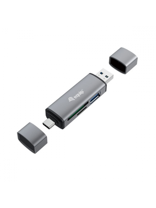 LEITOR DE CARTÕES EQUIP LIFE USB 3.0 E USB-C SD-MICROSD ALUMINO