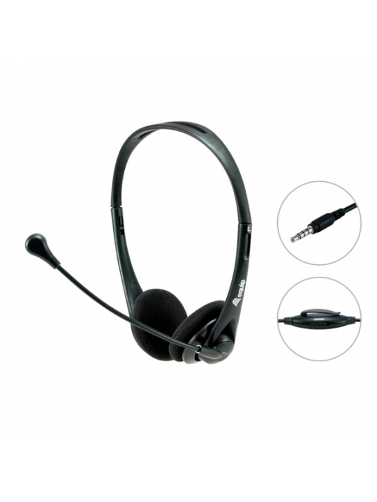 HEADSET COM MICRO EQUIP LIFE FUNÇÃO VOLUME E MUTE JACK 3.5´´