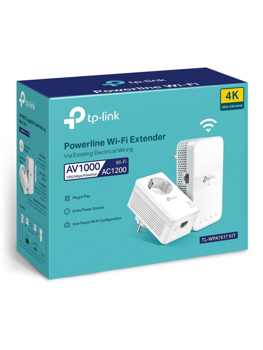 KIT ADAPTADOR POWERLINE TP-LINK AV1000 GIGABIT PASSTHROUGH AC WI-FI