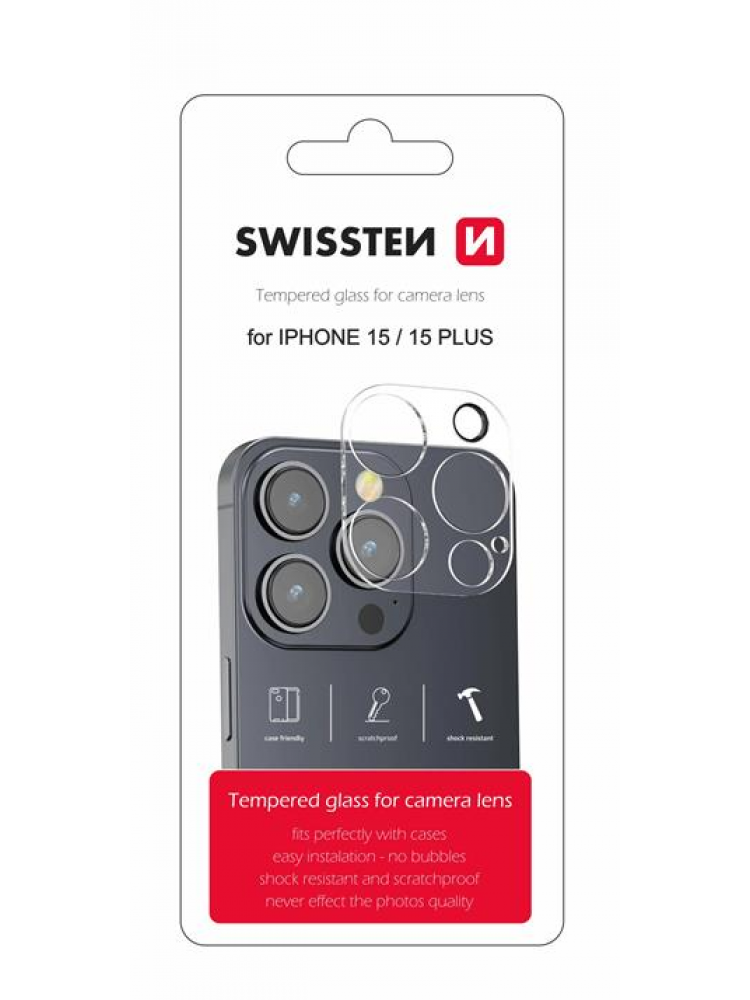 PELÍCULA DE VIDRO SWISSTEN CÂMARA TRASEIRA IPHONE 15/15 PLUS