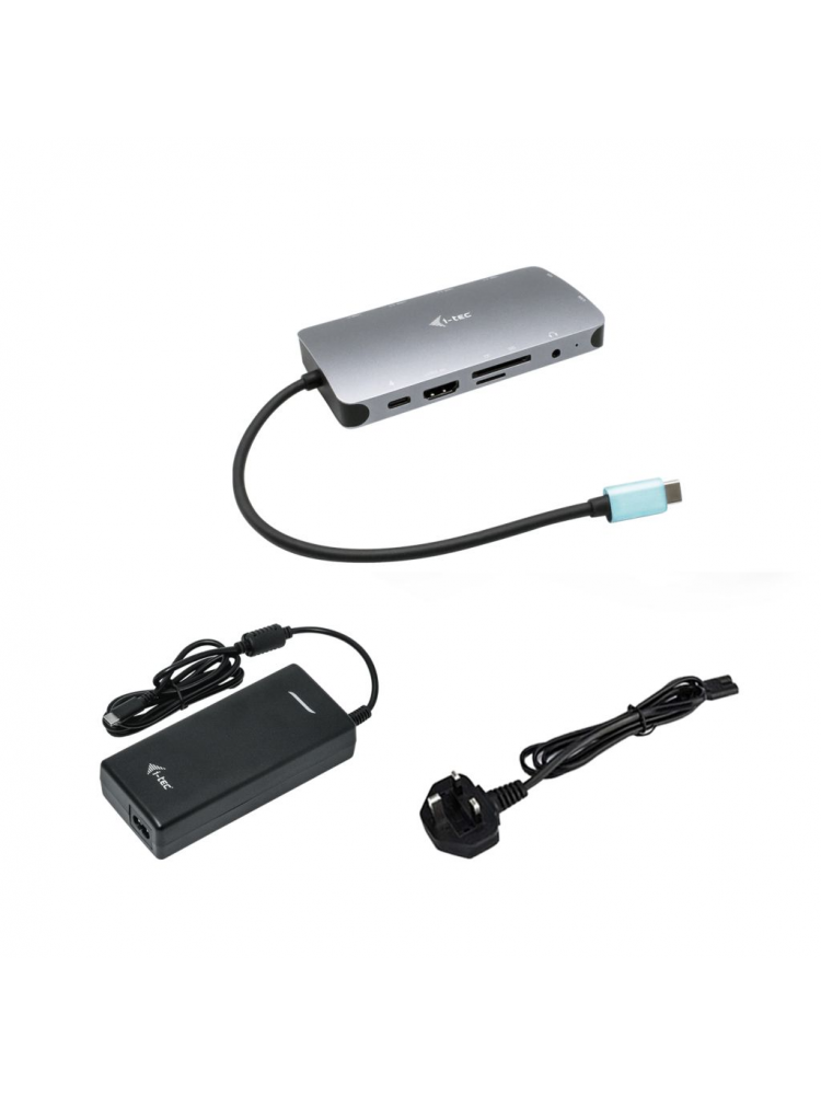 DOCKING STATION I-TEC METAL NANO USB-C HDMI-VGA + LAN COM ALIMENTAÇÃO ATÉ 100W + CARREGADOR 112W