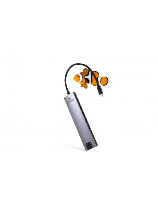COOLBOX COO-DOCK-01 BASE & DUPLICADOR DE PORTAS COM FIOS USB 3.2 GEN 1 (3.1 GEN 1) TYPE-C CINZENTO