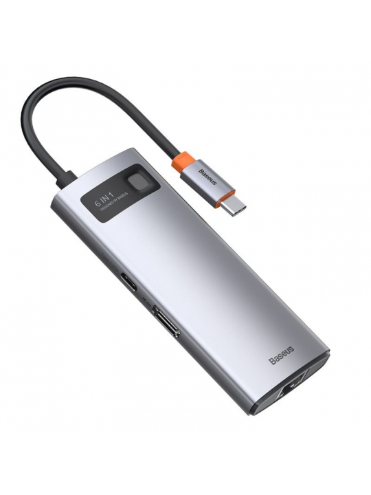 HUB BASEUS 6-EM-1 METAL GLEAM SERIES USB-C CINZA