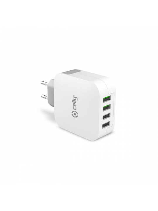 CARREGADOR UNIVERSAL CELLY TURBO 4X USB-A BRANCO