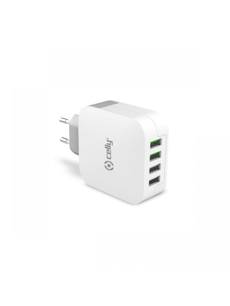 CARREGADOR UNIVERSAL CELLY TURBO 4X USB-A BRANCO