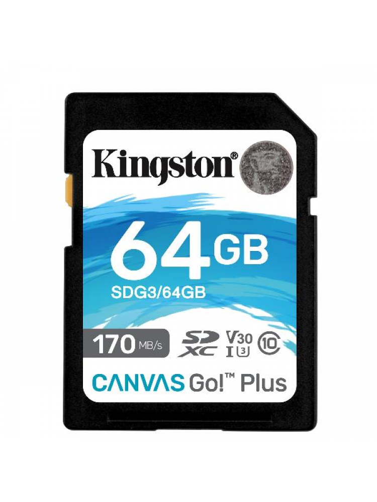 CARTÃO DE MEMÓRIA KINGSTON 64GB SD CANVAS GO PLUS 170R C10