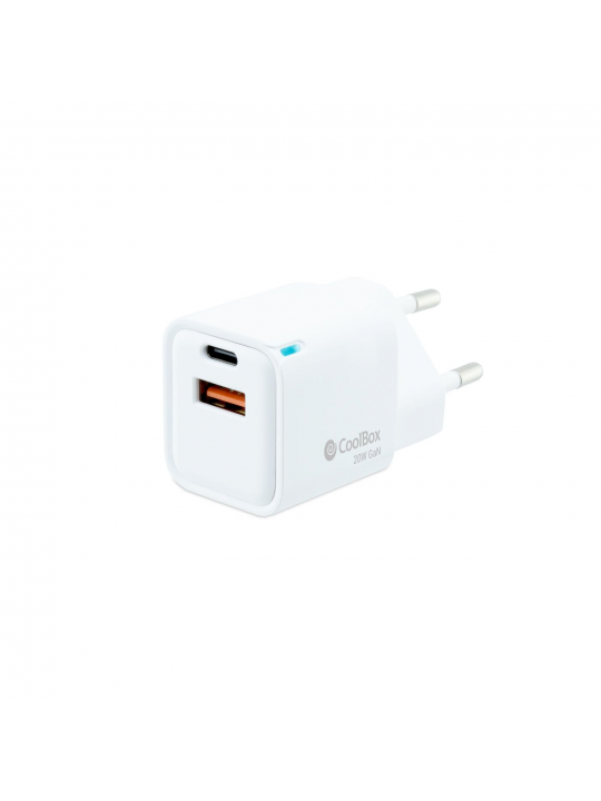 CARREGADOR COOLBOX GAN 20W USB-C-USB-A PARED