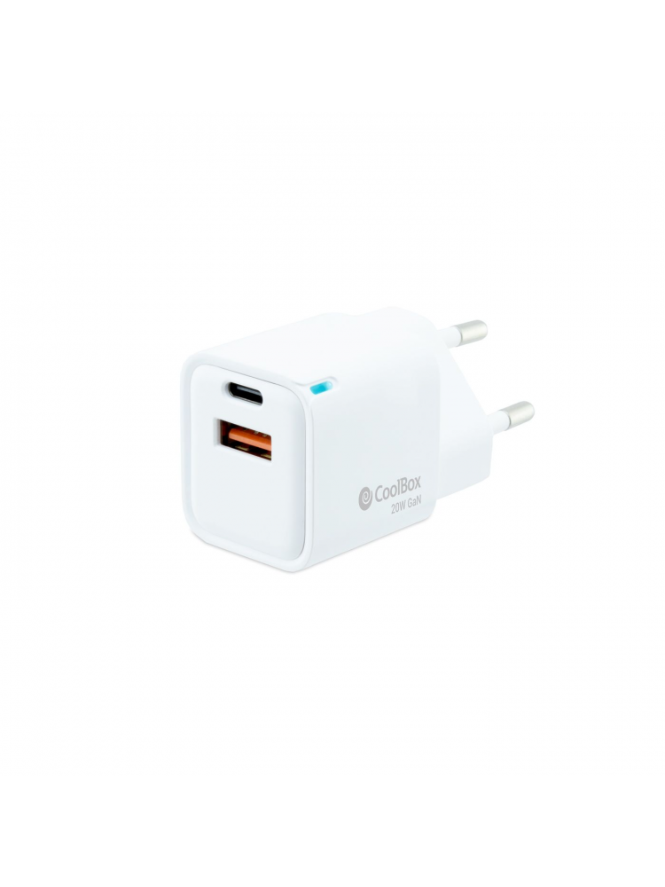 CARREGADOR COOLBOX GAN 20W USB-C-USB-A PARED