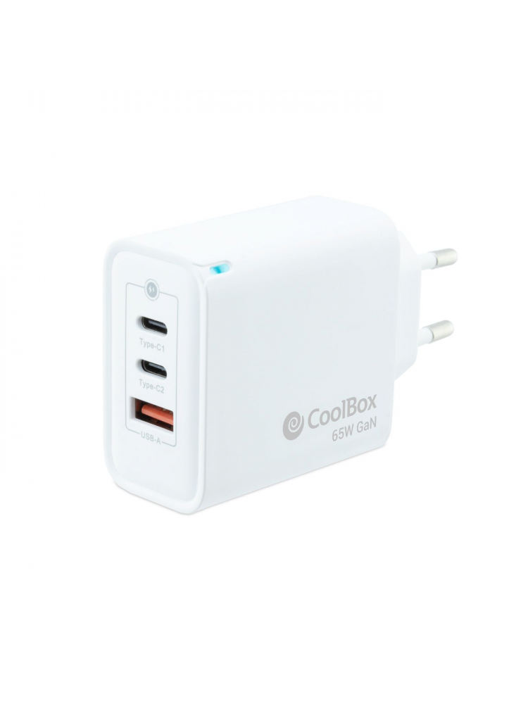 CARREGADOR COOLBOX GAN 65W USB-C-USB-C-USB-A PARED