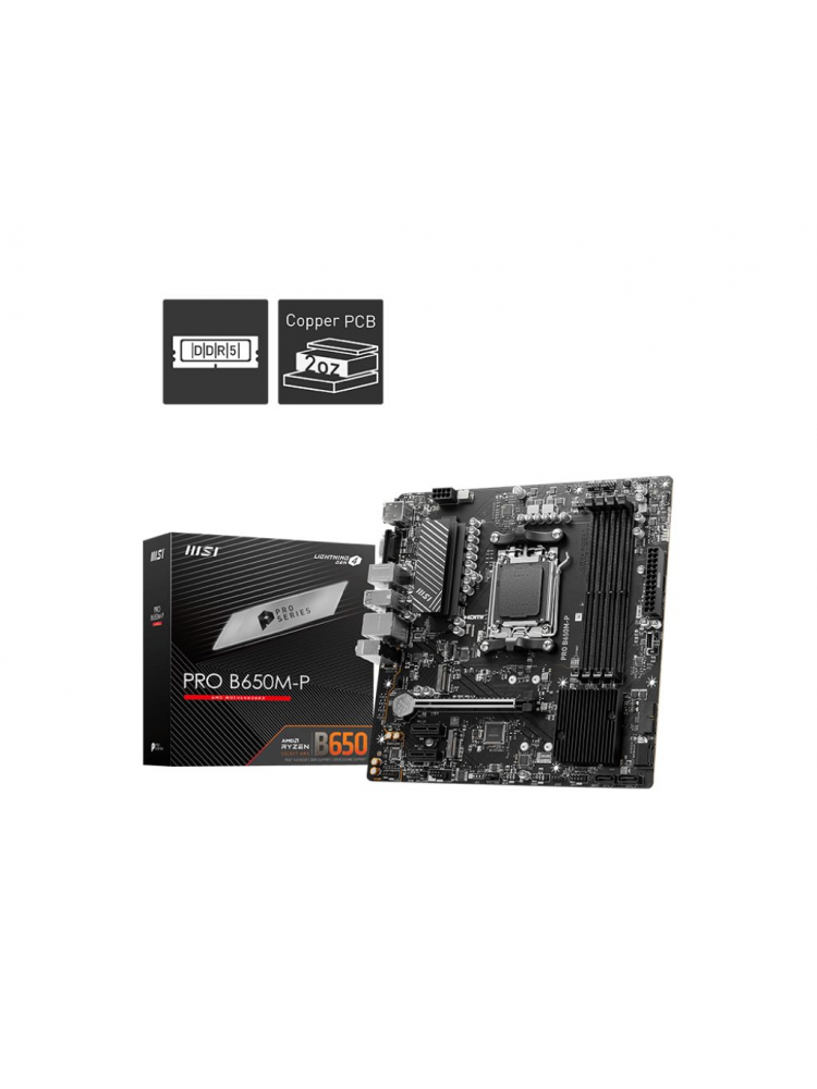 MOTHERBOARD MSI PRO B650M-P SKT AM5 4XDDR5 VGA-HDMI-DP MATX