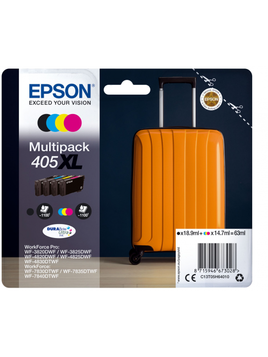 TINTEIRO EPSON 405 PACK 4 CORES XL - WF-3820-3825-4820-4825-4830-7830-7835-7840