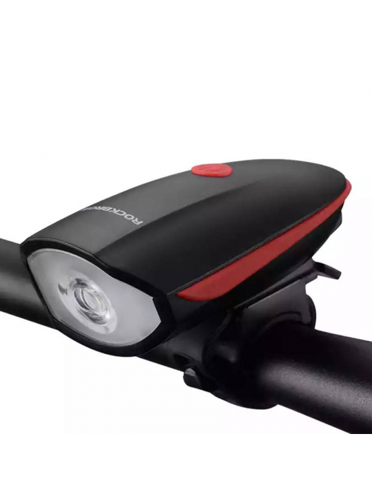 CAMPAINHA E LUZ PARA BICICLETA ROCKBROS 7588 (BLACK AND RED)