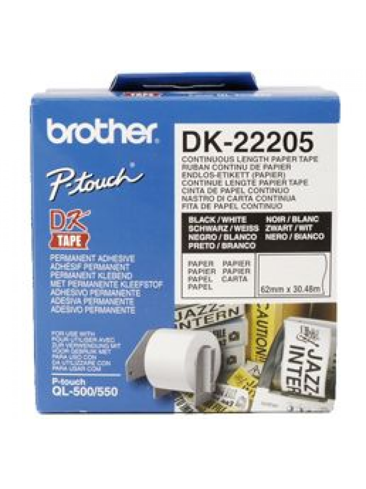 FITA BROTHER PAPEL TÉRMICO CONTÍNUA BANCA 62MM X 30,48M