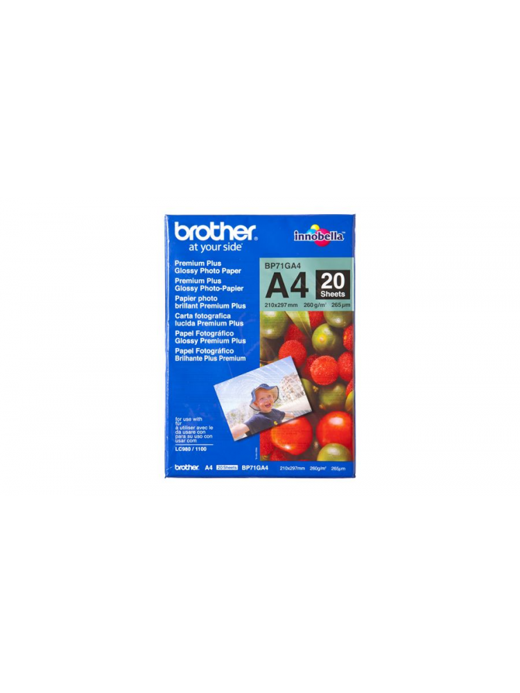 PAPEL BROTHER FOTOGRAFICO GLOSSY 20 UNI A4 260G-M2