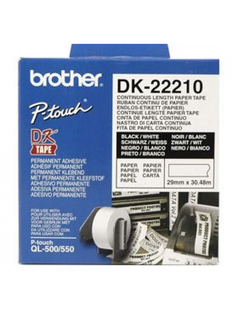 FITA BROTHER PAPEL TÉRMICO CONTÍNUA BRANCA 29MM X 30,48M