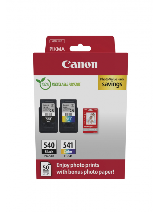 TINTEIRO CANON PACK PG-540 - CL-541 + PAPEL FOTOGRÁFICO