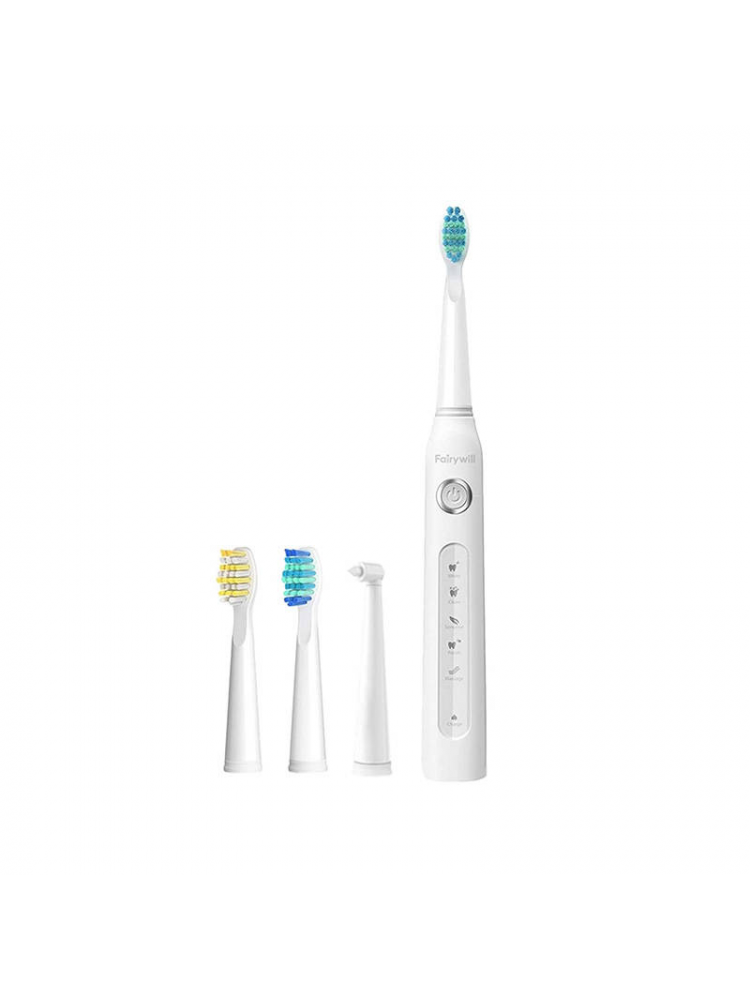 ESCOVA DE DENTES ELÉTRICA COM CONJUNTO DE TIPS E IRRIGADOR  FAIRYWILL FW-507+FW-5020E (WHITE)