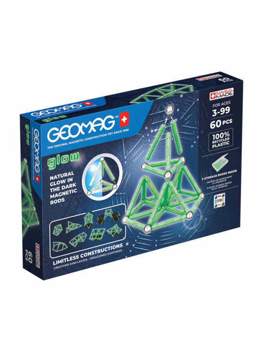 JOGO GLOW RECYCLED MAGNETIC BLOCKS 60 PIECES GEOMAG GEO-338