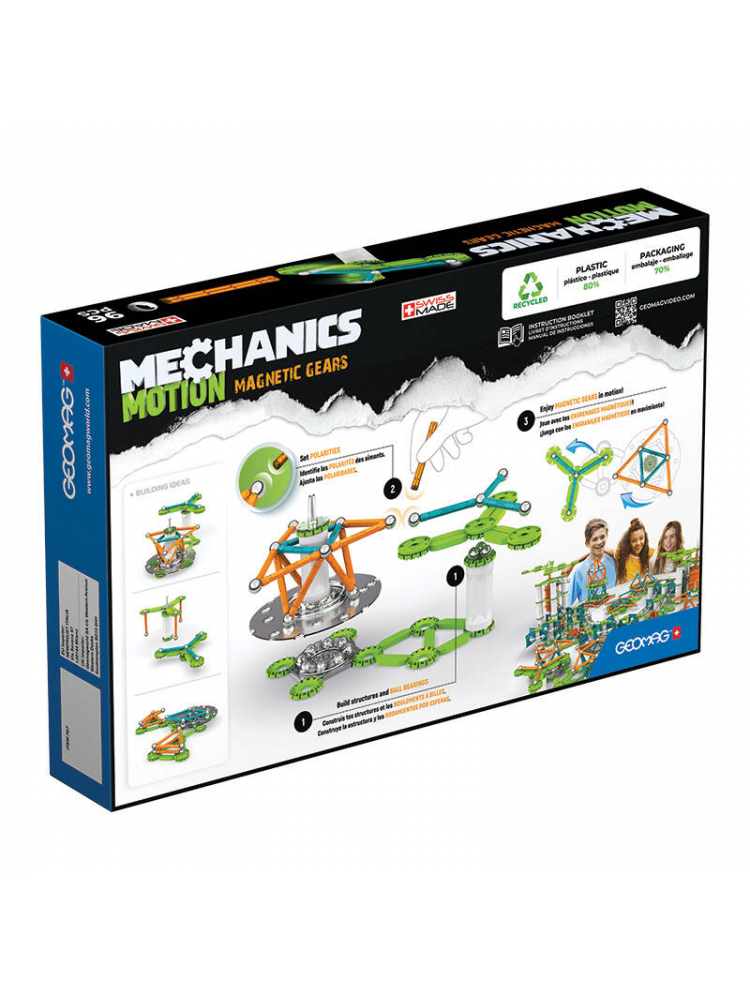 JOGO MECHANICS MOTION MAGNETIC GEARS 96 PIECE GEOMAG GEO-767