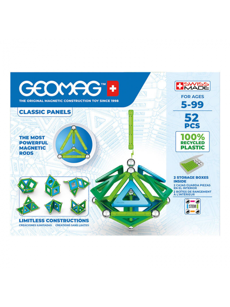 JOGO CLASSIC PANELS RECYCLED 52-PIECE GEOMAG GEO-471