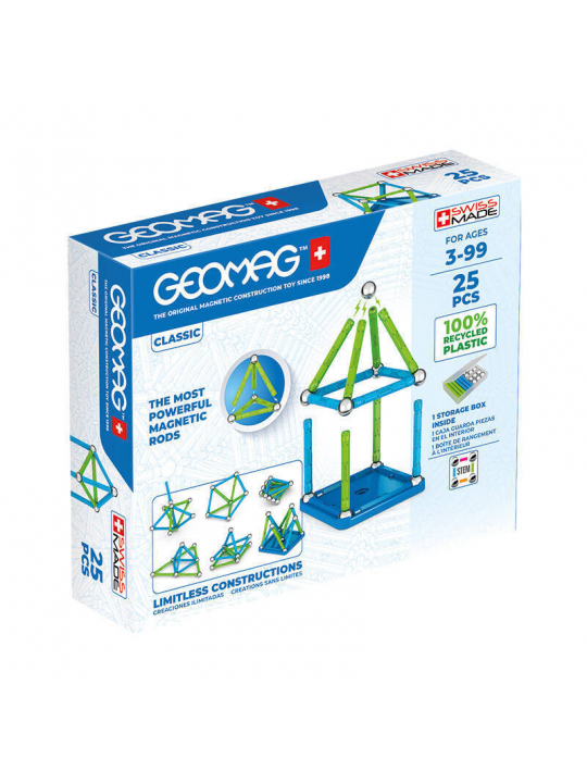 JOGO CLASSIC RECYCLED MAGNETIC BLOCKS 25 ELEMENTS GEOMAG GEO-275