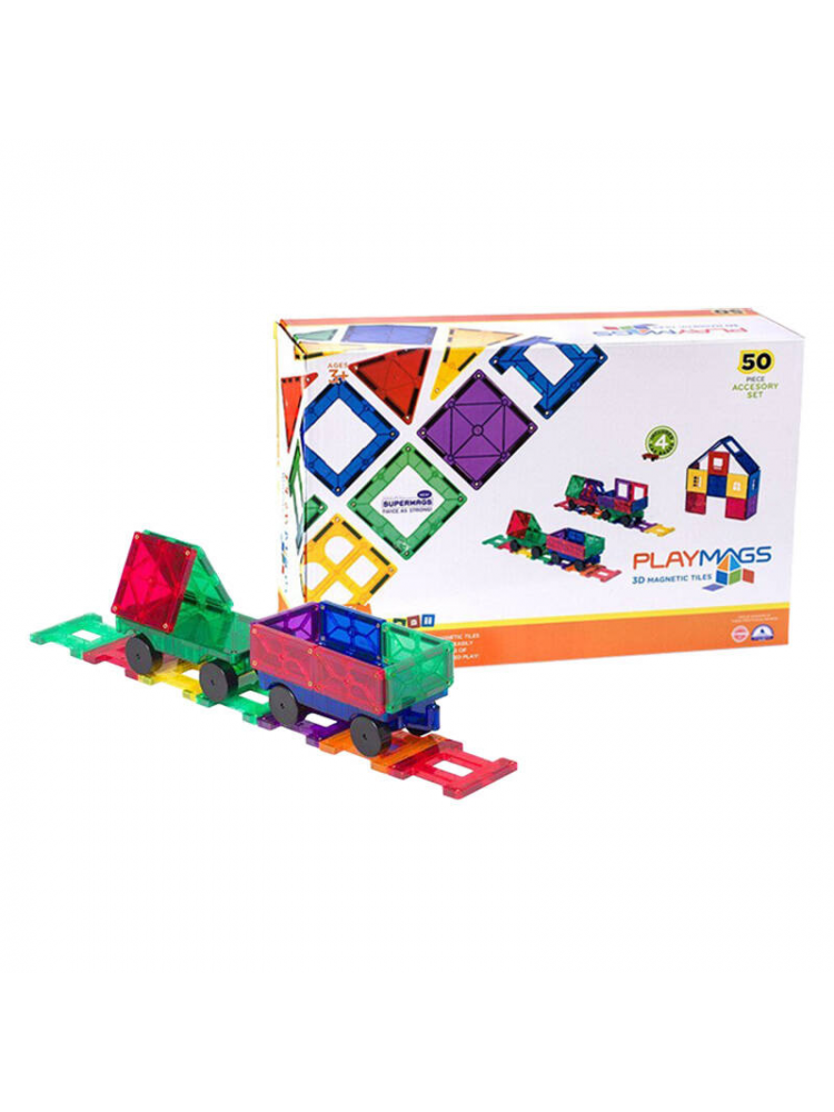 JOGO MAGNETIC TILES 3D TRAIN PLAYMAGS 153 - 50 PCS SET