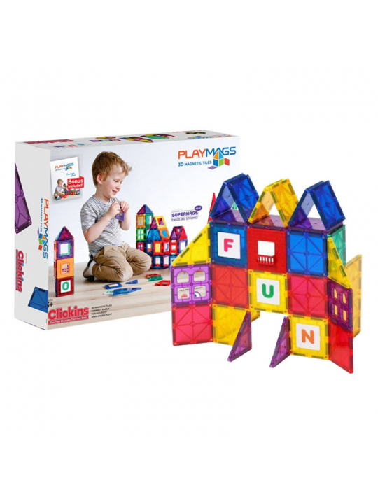 JOGO MAGNETIC TILES 3D PLAYMAGS 158 - 60 PCS SET