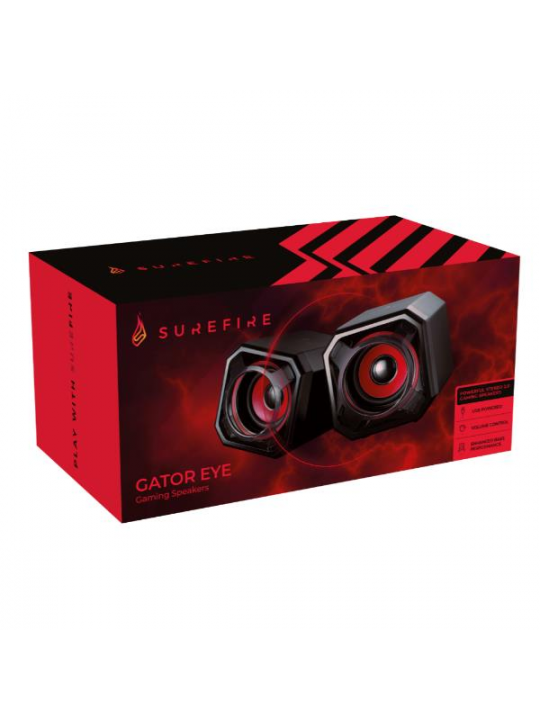 COLUNAS GAMING SUREFIRE GATOR EYE 2.0 BLACK & RED USB