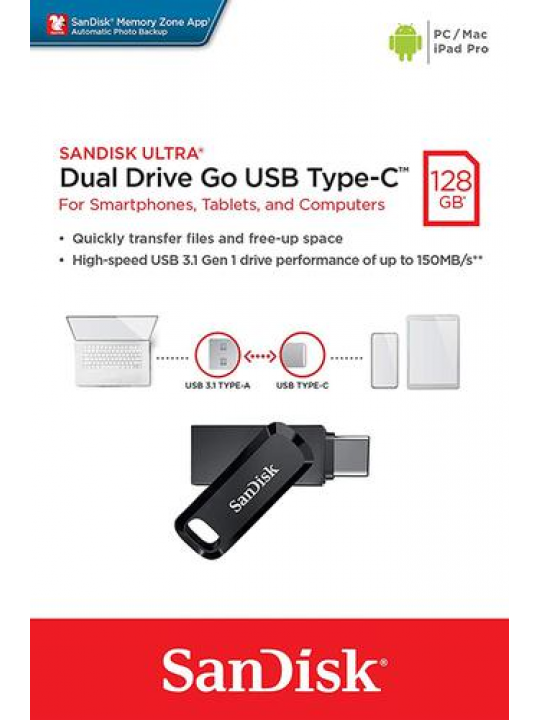 PEN USB SANDISK ULTRA DUAL DRIVE GO USB TYPE C 128GB