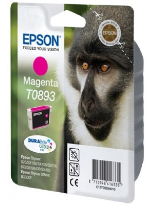 TINTEIRO EPSON T0893 MAGENTA - STYLUS S2X, SX1XX/2XX/4XX & STYLUS OFFICE BX300F