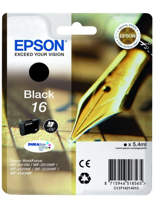 TINTEIRO EPSON 16 PRETO + ALARME RF- WF-2010/251XX/26XX/27XX