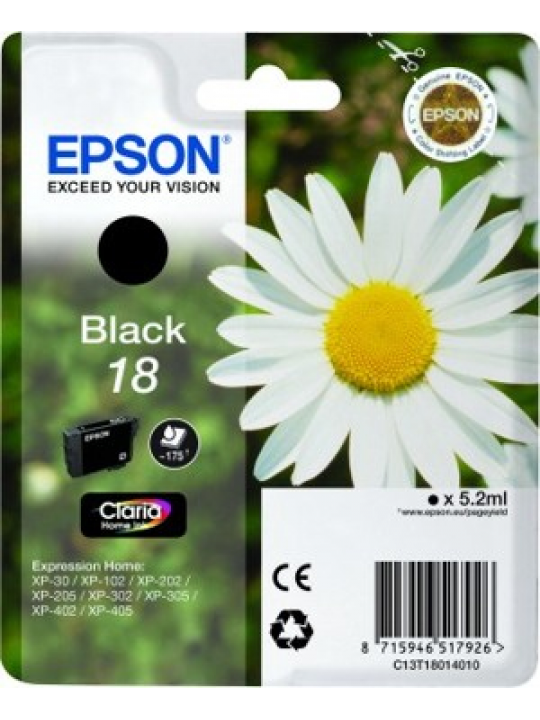 TINTEIRO EPSON 18 PRETO + ALARME RF - XP-30/X02/X05/X12/X15/X22/X25