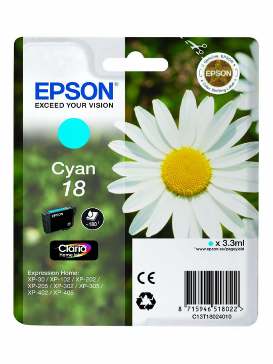 TINTEIRO EPSON 18 CIANO - XP-30/X02/X05/X12/X15/X22/X25