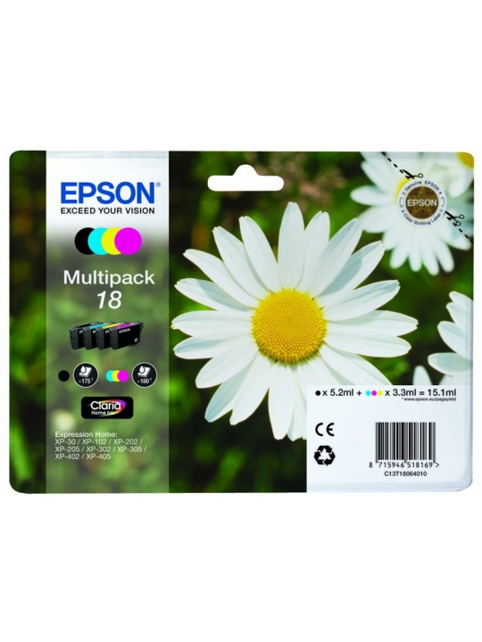 TINTEIRO EPSON 18 MULTIPACK 4 CORES + ALARME RF - XP-30/X02/X05/X12/X15/X22/X25