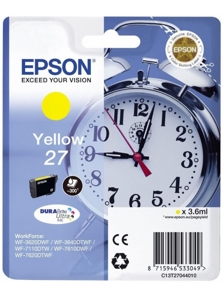 TINTEIRO EPSON 27 AMARELO - WF36XX/7110/7210/76XX/77XX