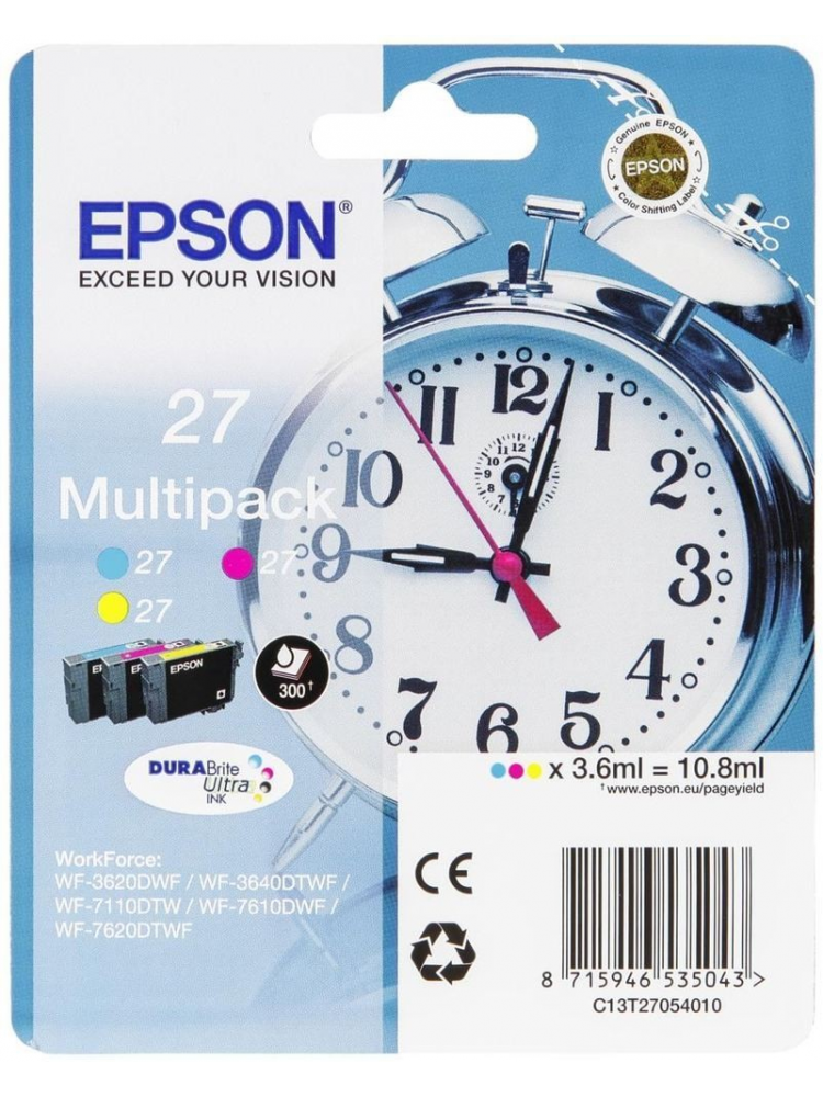 TINTEIRO EPSON 27 MULTIPACK 3 CORES - WF-3620/3640/7110/7610/7620