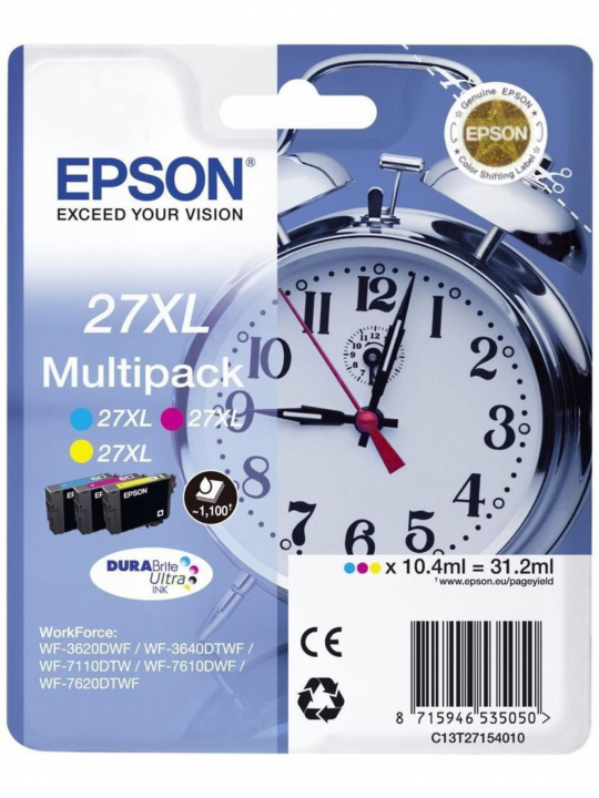 TINTEIRO EPSON 27 MULTIPACK 3 CORES XL - WF-3620/3640/7110/7610/7620