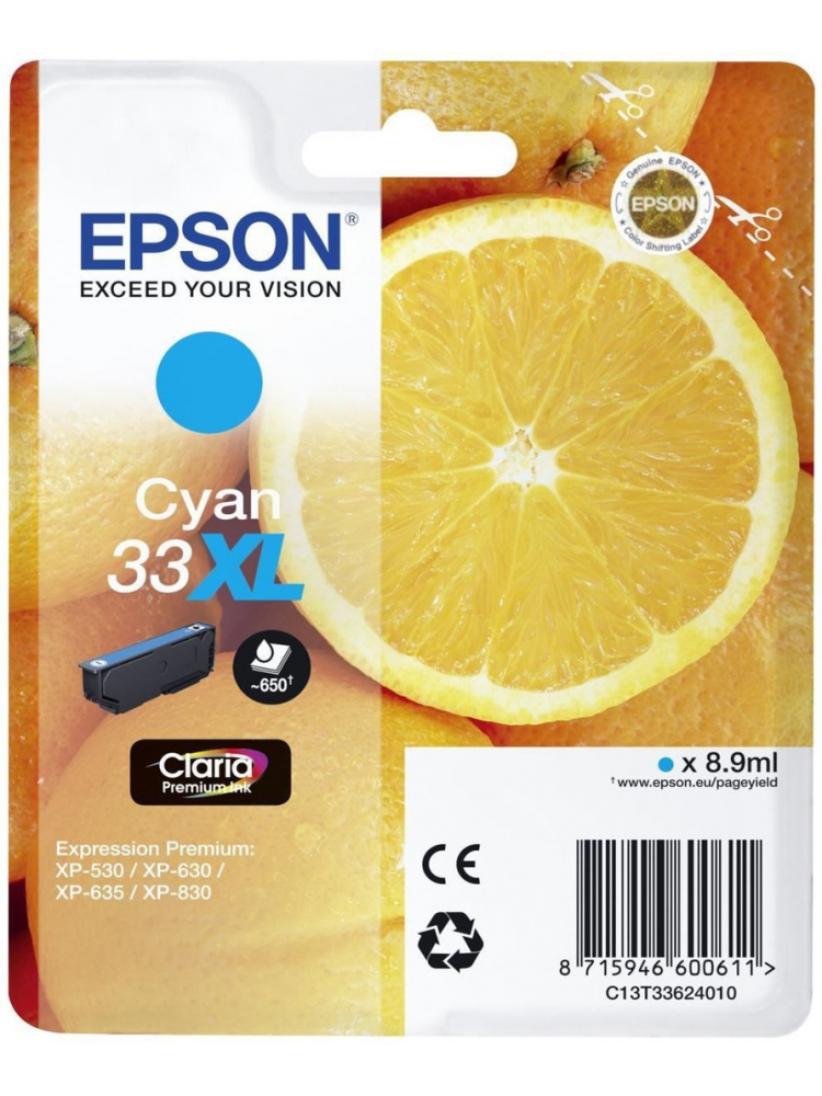 TINTEIRO EPSON 33 CIANO XL - EXPRESSION HOME XP-530/630/635/830/900/7100