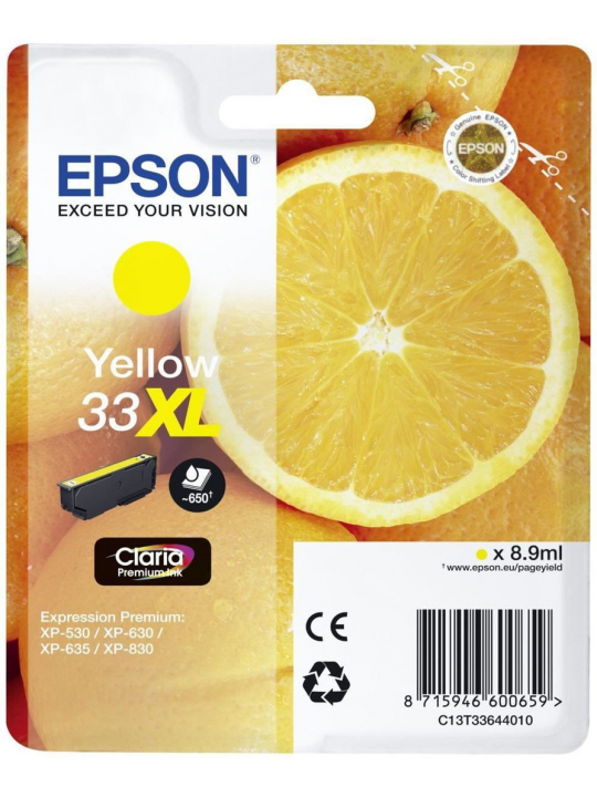 TINTEIRO EPSON 33 AMARELO XL - EXPRESSION HOME XP-530/630/635/830/900/7100