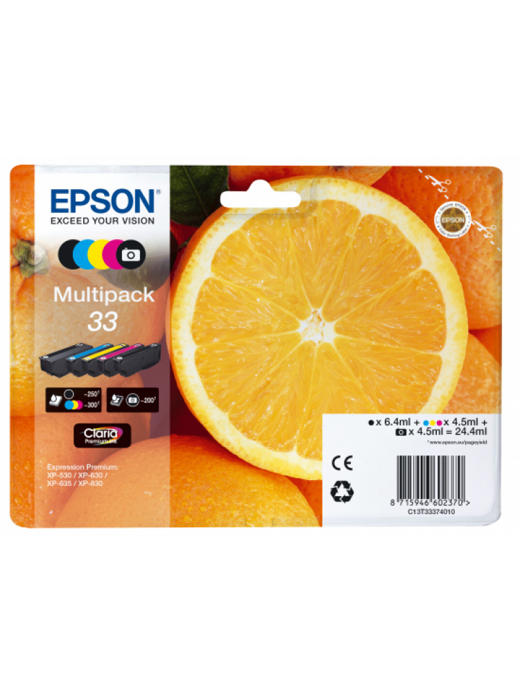 TINTEIRO EPSON 33 MULTIPACK 5 CORES - EXPRESSION HOME XP-530/630/635/830/900/7100