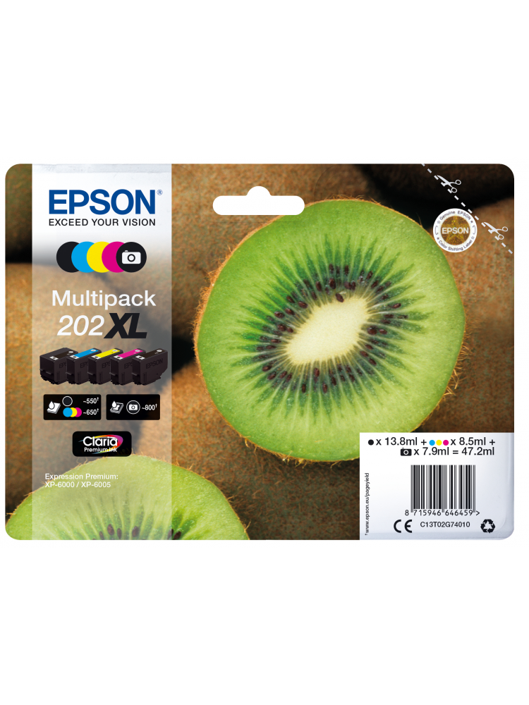 TINTEIRO EPSON 202 MULTIPACK 5 CORES XL - XP-6000/5/6100/5