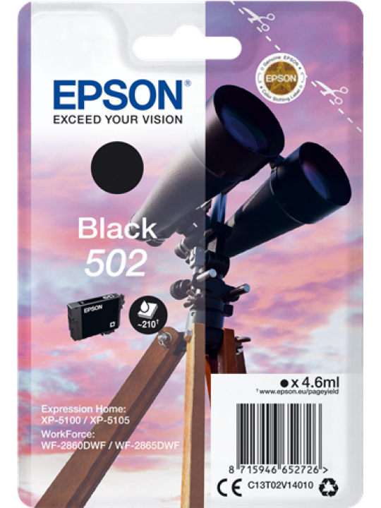 TINTEIRO EPSON 502 PRETO - XP-51XX, WF-286X