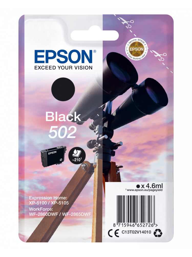 TINTEIRO EPSON 502 PRETO + ALARME RF - XP-51XX, WF-286X