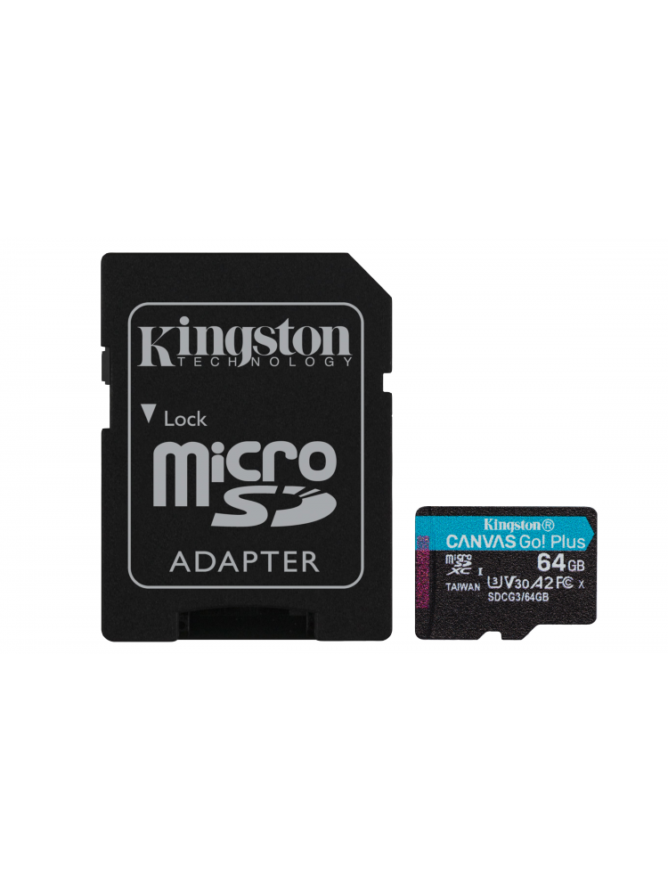 MICROSD KINGSTON CANVAS GO PLUS 64GB CLASS10 UHS-I U3 V30 A2(170MB/S-70MB/S)