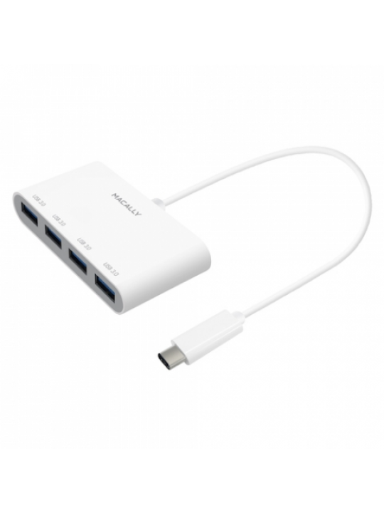 MACALLY - HUB 3.1 USB-C (4X USB A) (WHITE)